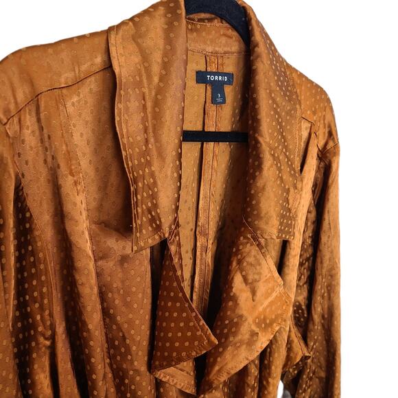 Torrid Copper Dotted Jacquard Collared Jacket Longline Size 3X Holiday Layering - Picture 8 of 13